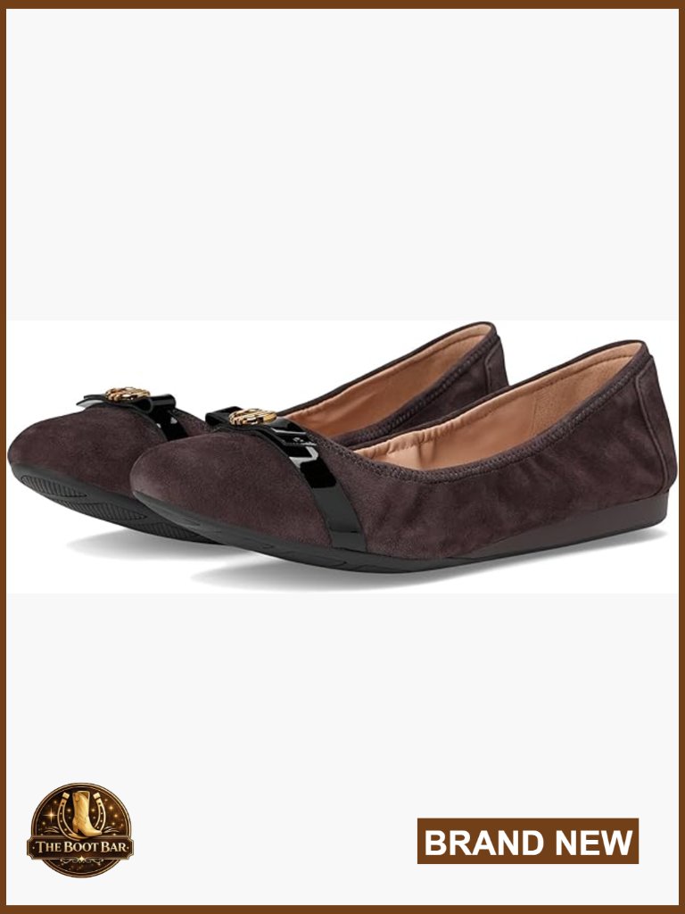 Leather Ballet Flats With Padded Insole, Slip-On Demi Wedge For Dance